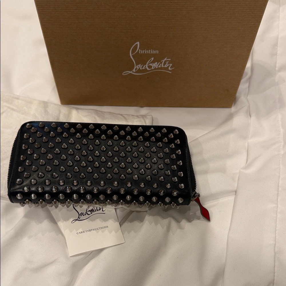 Christian Louboutin Black Studded Zip Wallet - Picture 5 of 5